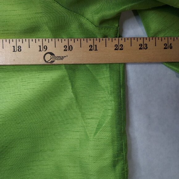 Caroline Rose Blouse Women M Iridescent Green Lagenlook Collared Roll-tab Sleeve - Picture 10 of 10